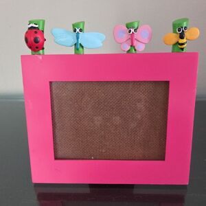 Pink Photo Frame with Insect Clips